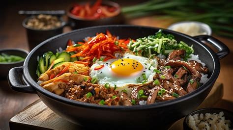 Premium AI Image | Bibimbap is a Korean rice dish