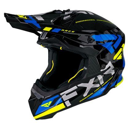 Casco De Motocross Fxr Helium Race Div Blue Hi Vis Motoblouz Es