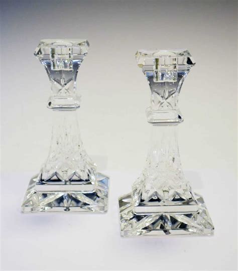 Lot 334 - Waterford 'Lismore' pattern candlesticks