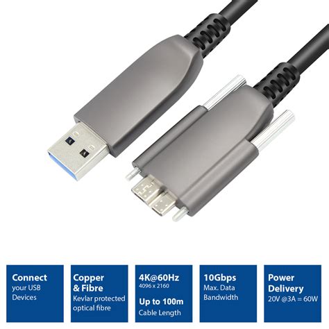 Hybrid USB 3 1 Gen 2 AOC Active Optical Cable Type A To Micro B 10m