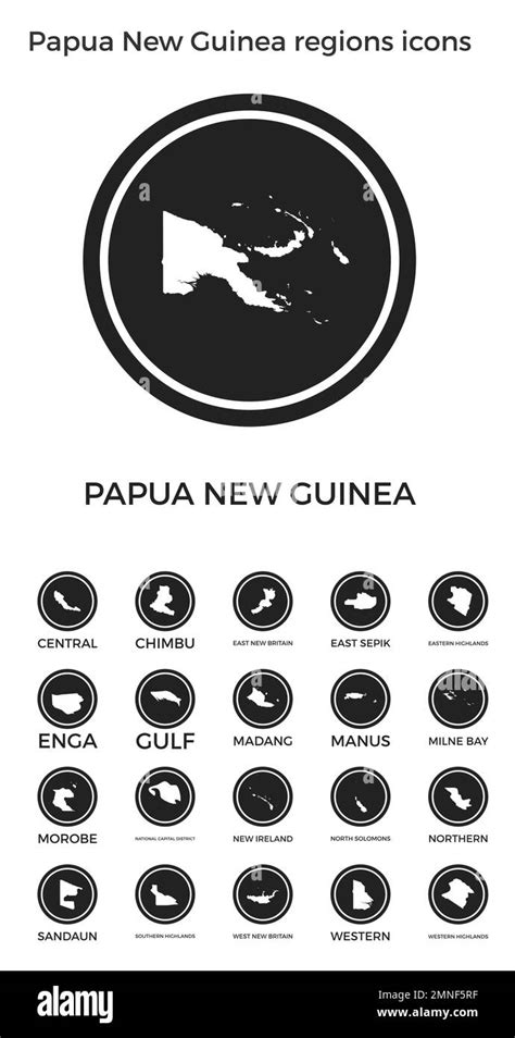 Papua New Guinea Regions Icons Stock Vector Images Alamy