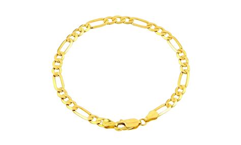 Solid 14K Gold Men's Figaro Chain Bracelet | Groupon