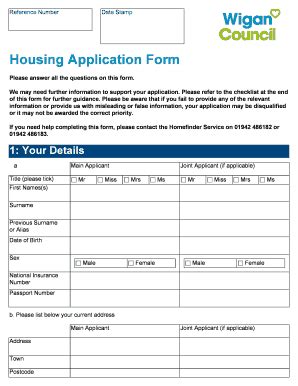 Fillable Online Housing Application Form Housing Application Form Fax