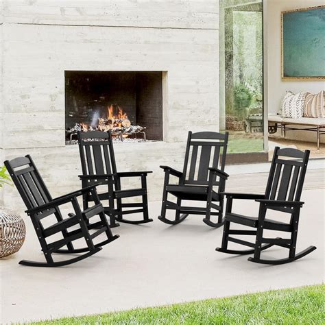 LUE BONA Black Recycled Plastic HDPS Porch Patio Adirondack Outdoor