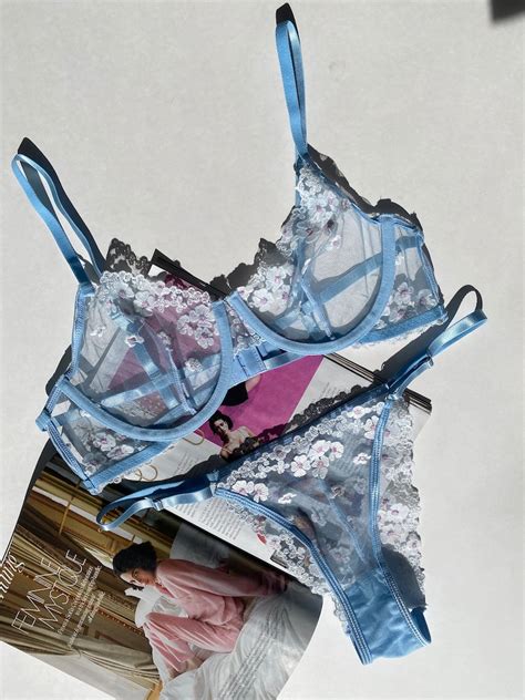 Floral Embroidery Lingerie Lingerie Set Holiday Lingerie Set Christmas Lingerie Set Gift For