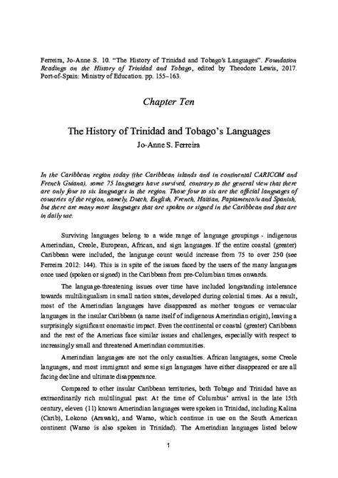 (PDF) The History of Trinidad and Tobago's Languages