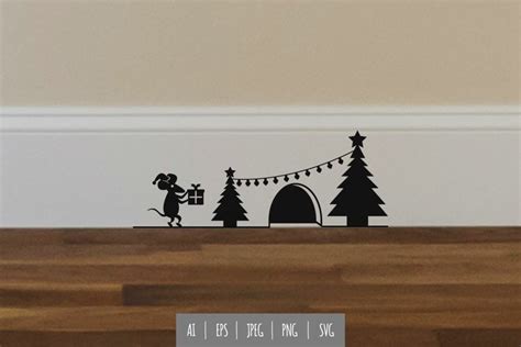 Mouse Hole Illustration Bring Christmas T Wall Decal