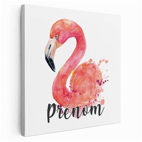 Tableau Toile Enfants Personnalis E Avec Pr Nom Flamant Rose Des