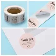 Rouleau d étiquettes autocollantes mm Thank you Nude Noir x Perles Co