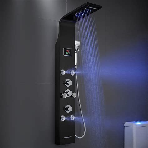 Menatt Led Lights Shower Panels Tower System Black Sus304 Stainless