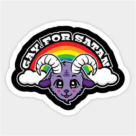 Gay For Satan Rainbow Cute Baphomet Satanism Sticker TeePublic