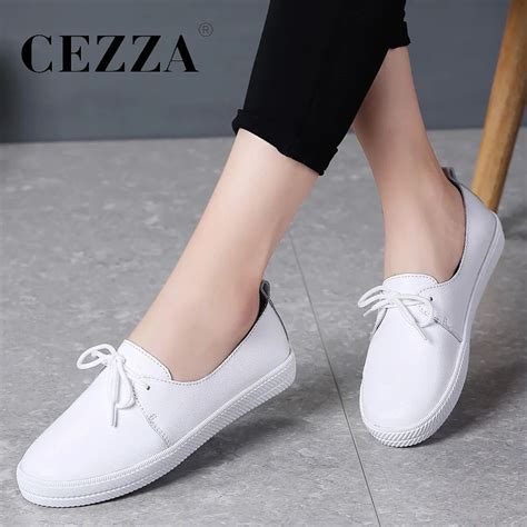 Cezza mocassins femininos de couro legítimo sapatos femininos baixos