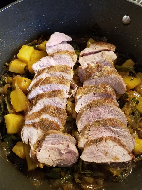 Homemade Pork Tenderloin Roasted With Pineapples Pablanos Jalapenos