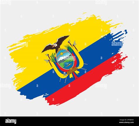 Grunge Artístico Cepillo Bandera De Ecuador Aislado Sobre Fondo Blanco Textura Elegante De La