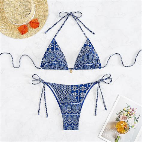 Women S Bikini Set High Waist Swimsuit Two Piece Swimsuit Floral Print