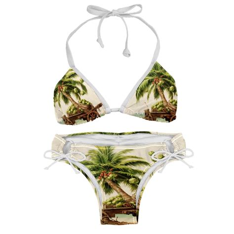 Coconut Jujube Tree Eid Cannon Detachable Sponge Adjustable Strap Bikini Set Two Pack Ideal