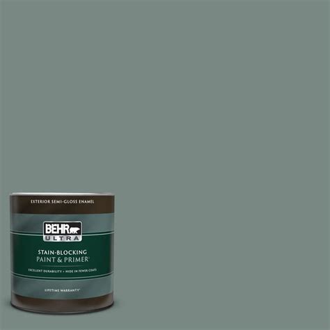 BEHR ULTRA 1 Qt PPU12 16 Juniper Ash Semi Gloss Enamel Exterior Paint