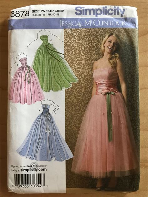 Simplicity 3878 Pattern UNCUT Jessica Mcclintock Retro 50s Strapless