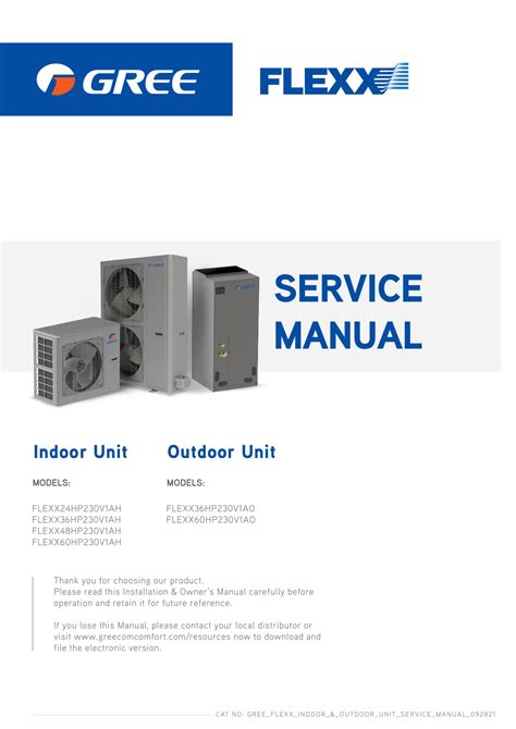 GREE FLEXX36HP230V1AO Flexx Cold Climate Heat Pump User Guide