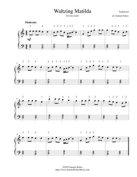 Waltzing Matilda For Easy Piano Arr Samuel Stokes By Traditional Sheet Music For Easy Piano