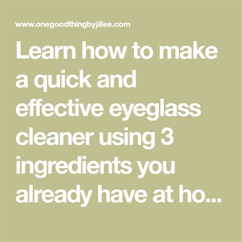 How To Make A Simple And Effective Eyeglass Cleaner In Seconds