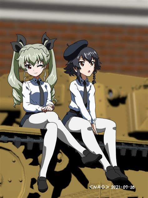 Anchovy And Pepperoni Girls Und Panzer Drawn By Naotosi Danbooru