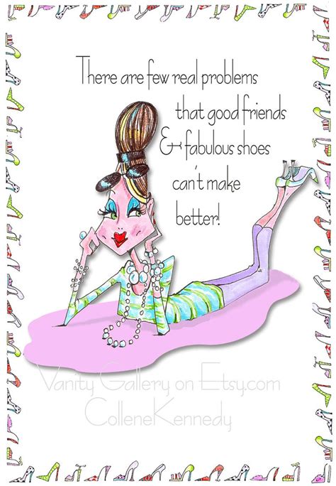 Funny Shoe Humor Woman Matted Print Because Friends & Shoes | Etsy