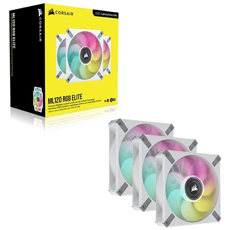 Corsair Icue Ml Rgb Elite Mm Pwm White Fan Pack Lighting