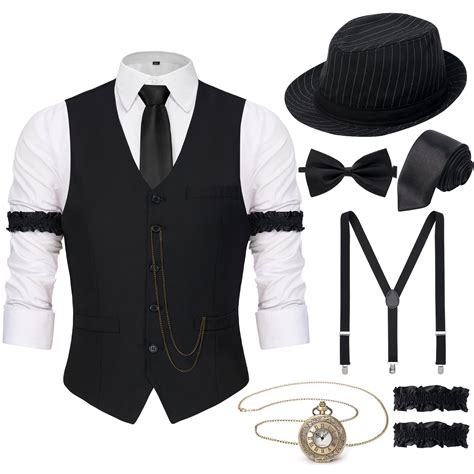 YESSA 1920s Mens Costume,1920 Mens Outfit,Roaring 20s Costumes for Men