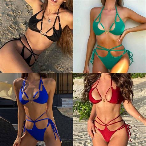 Brownm Three Point Solid Color Bikini 2025 New Split Swimsuit Female Strap Sexy Bikini