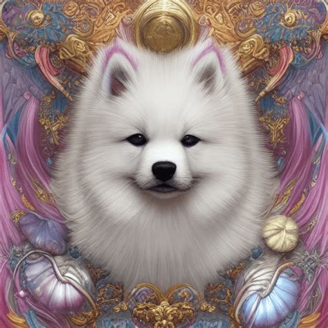 Hermoso y adorable cachorro de samoyedo de ángel hiperdetallado