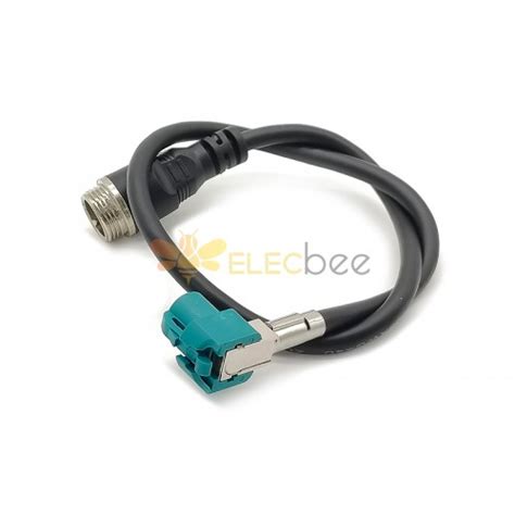 5pcs Fakra Z Type HSD Right Angle Female To Straight GX12 4 Pin Male Cable