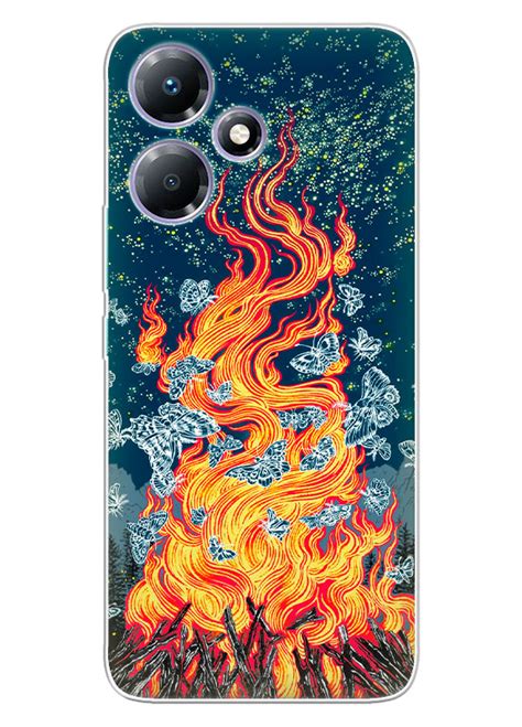 Infinix Hot 30i силиконовый чехол с картинкой Костер и мотыльки
