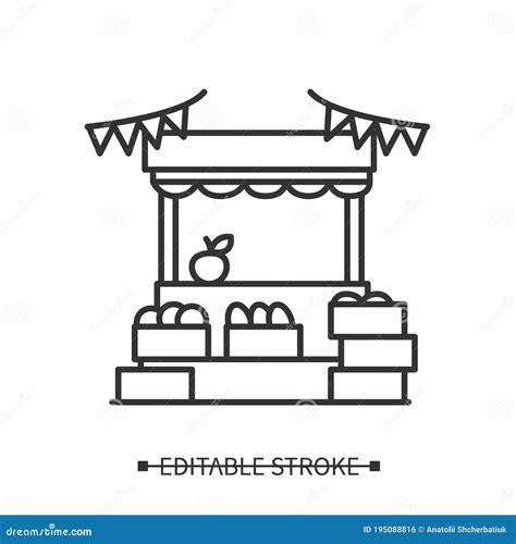 Farmer Stall Icon Local Fruits And Vegetables Market Simple Vector