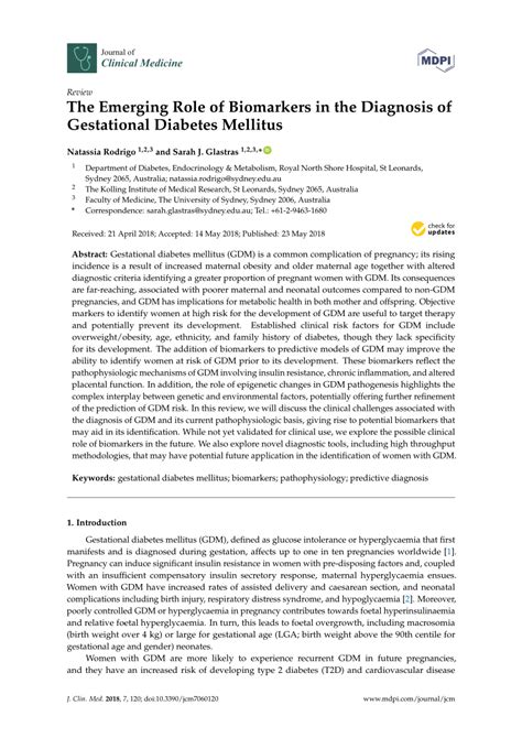 Pdf The Emerging Role Of Biomarkers In The Diagnosis Of Gestational