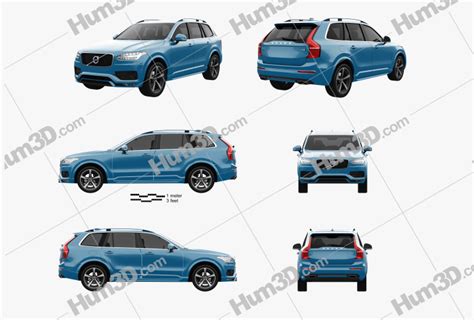 Volvo XC90 D5 R-Design 2018 Blueprint Template - 3DModels.org