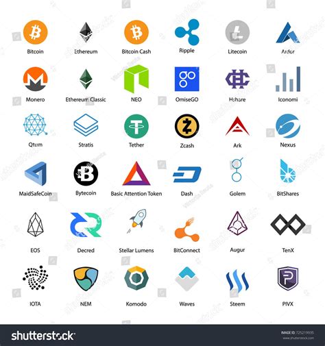 Vector Illustration Set Collection Of Crypto Currency Blockchain Flat