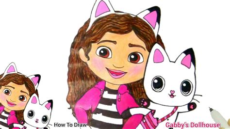 Gabby S Dollhouse How To Draw Colour Gabby And Pandy Paws From Gabby S Dollhouse