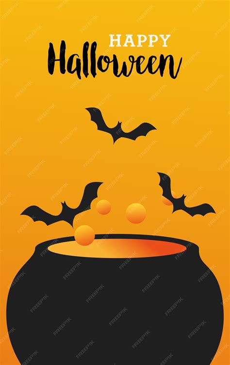 Feliz Celebración De Halloween Con Caldero De Brujas Y Diseño De