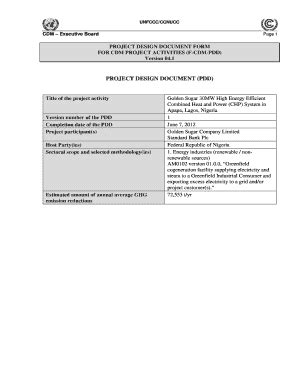 Fillable Online F CDM PDD Project Design Document Form For