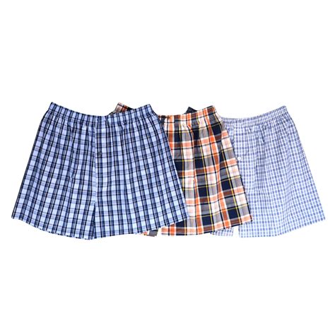 8qida Mens Briefs Cotton Plaid Boxer Shorts Summer Cotton Breathable