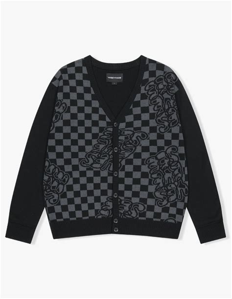 yeseyesee Y E S Checkerboard Cardigan Black 하이츠스토어