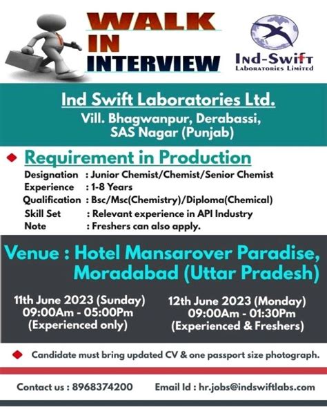 Ind Swift Laboratories Walk In Interviews For Production On 11th