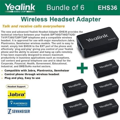 Yealink Ehs36 Bundle Of 6 Ip Phone Wireless Headset Adapters Nexhi