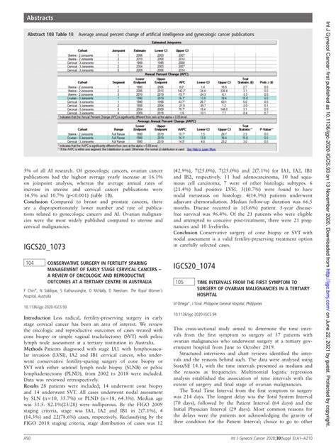 Pdf 104 Conservative Surgery In Fertility Sparing Management Of Early