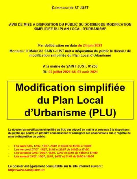 Modification Du Plu Mairie De Saint Just