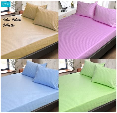 100 Cotton Essina Colour Palette Fitted Sheet Set 680tc Cadar Bedsheet King Queen Super