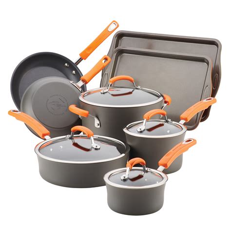 Rachael Ray 12 Pieces Hard Anodized Aluminum Nonstick Pots And Pans Set