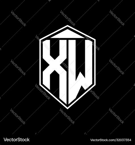 Xw Logo Monogram With Emblem Shape Combination Vector Image