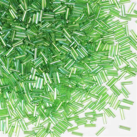 Amazon G Pcs Green Tubular Seed Beadstube Beads Glass Bugle